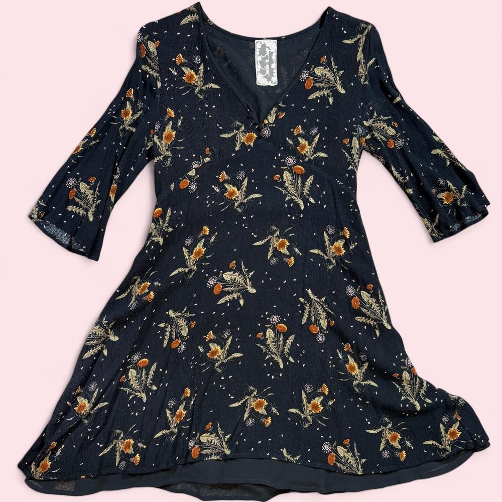 Sadie & Sage Black Dandelion Practical Magic Witchy Fall Mini Dress Size Small
